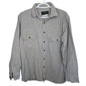 Field & Stream Vintage Gray Fleece ButtonUp Shirt Mens Medium  Short arms